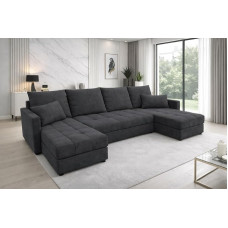 Generisch Aurelia U Living Landscape, Velvet Fabric, U-shaped Corner Sofa with Sleep Function, Bed Box, 287 cm Width, 72 cm Height, 38 cm Seat Height, Krono 34, 100% Polyester