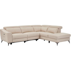 Vente-unique - Kampinė sofa su elektrine atpalaidavimo funkcija - dešinysis kampas - oda - kreminė - FORLO