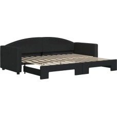 vidaXL Dienos lova, sofa lova, išskleidžiama, svečių lova, miegamojo sofa lova, svetainė, ištraukiama lova, sofa lova, modernus dizainas, juoda, 80 x 200 cm audinys