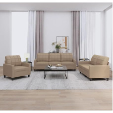 ShGaxin 3201342 3 dalių sofos komplektas su pagalvėlėmis Kapučino rudos spalvos dirbtinės odos sofa su relaksacine funkcija Sofos komplektas Svetainės sofa Sofos komplektas