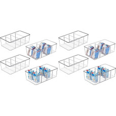 Vtopmart Fridge Organiser with 4 Compartments, BPA-Free Kitchen Stackable Food Storage Box for Tea Bags, Snacks, Spices (Pack of 2)