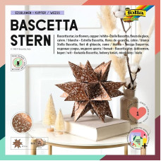 folia 411/1515 Bascetta Star Christmas Ornament Craft Set, Copper/White, 32 Sheets, 15 x 15 cm, Finished Size of Paper Star Approx. 20 cm, with Detailed Instructions (English language not guaranteed), Ideal for Timeless Decoration