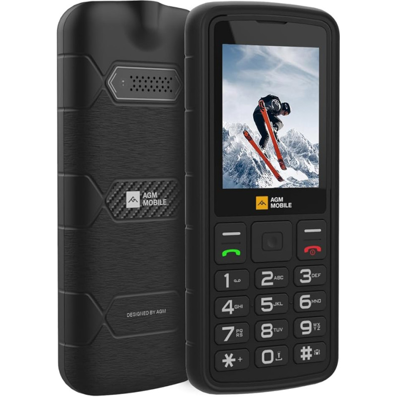 AGM M9 4G Seniorenhandy entsperrt mit großen Tasten | ergonomisch | robust wasserdicht IP68 | Dual SIM | schnelle Nummerierung | Dual Akku | bruchsicher günstig 2,4 Zoll Display