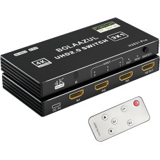 BolAAzuL 3 in 1 HDMI jungiklis - 4K@60Hz, HDMI prievadų išplėtimo koncentratorius su nuotolinio valdymo pultu 3 įėjimams, palaiko 3D, HDCP2.2, HDR, skirtas PS5/PS4 Pro/PS4, 