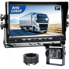 PARKVISION atbulinės eigos kamerų rinkinys su 7 colių HD monitoriumi ir IP68 kamera - 110° platus kampas ir IR naktinis matymas - 12V/24V atbulinės eigos kamerų sistema, skirta sunkvežimiams, autobusams, furgonams, priekaboms, priekaboms, karavanams