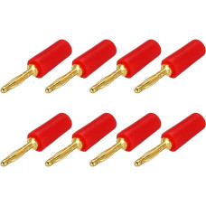 tiekimo žemėlapis Bananenstecker, 2 mm, 10 A, 6 mm Außendurchmesser, 26,5 mm Länge, Lautsprecherkabelstecker, Bananen-Klinkenstecker für Lautsprecherkabel, Audiokabel, Rot, 8 Stück