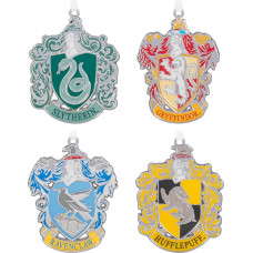 Hallmark Hogvartso herbas 4 vienetų Keepsake ornamentas Hario Poterio medžio puošmena Metalinis kabantis ornamentas Kalėdinis kabantis ornamentas Dovanos Kalėdoms
