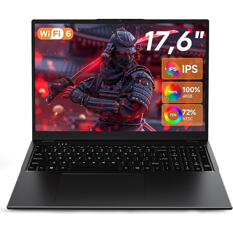 jumper Laptop 17,6 Zoll, N95 CPU, 16GB RAM, 512GB SSD + 128GB eMMC, 100% sRGB FHD ekranas, QWERTY Lietimui jautrus ekranas, su vokiškais tekstais, 7000mAh, WiFi-6, Notebook für Studenten