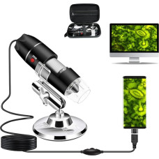 USB Microscope Camera, 40x to 1000x, Digital Microscope with Metal Stand and Carry Case, Compatible with Android Windows 7, 8, 10, 11, Linux, Mac, Portable Microscope Camera