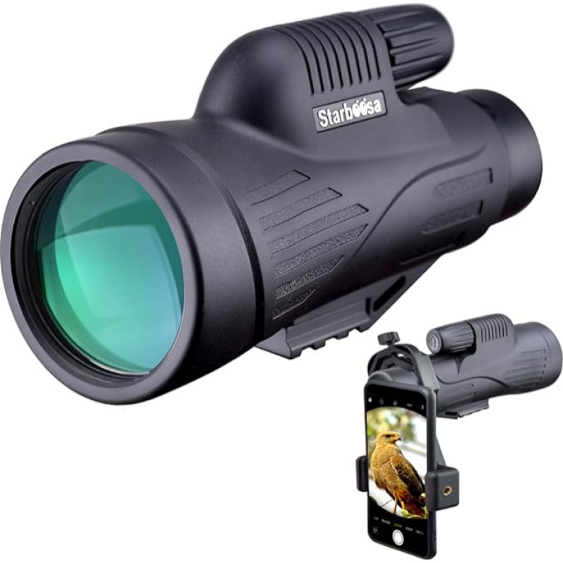 12x50 High Definition Monocular Telescope with Smartphone Holder - Waterproof Monocular with Durable and Clear BAK4 Prism for Bird Watching, Wildlife, Hunting, Camping, Hiking