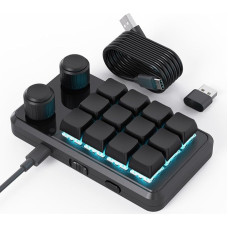 Programuojama makro klaviatūra, belaidė mechaninė klaviatūra su RGB, makro klaviatūra su karšto keitimo palaikymu, skirta kompiuteriniams žaidimams, nuotraukų gamybai ir redagavimui (juoda)