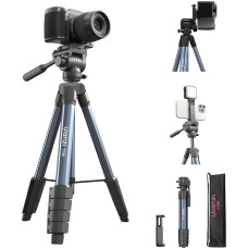 ULANZI TT39 155 cm ilgio fotoaparato trikojis su 360° pasukimo ir -80°/+90° pakreipimo galvute, lengvas trikojis su mobiliojo telefono laikikliu, kelioninis trikojis, suderinamas su DSLR, mobiliuoju telefonu (svoris 0,95 kg, keliamoji galia 8 kg)