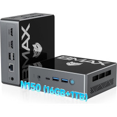 BMAX mini kompiuteris B4Trubo Twin Lake N150 16GB DDR4 1TB SSD mini stalinis kompiuteris Trigubas ekranas 4K UHD, W-11Pro, dvigubas HDMI, C tipo, dviejų juostų 