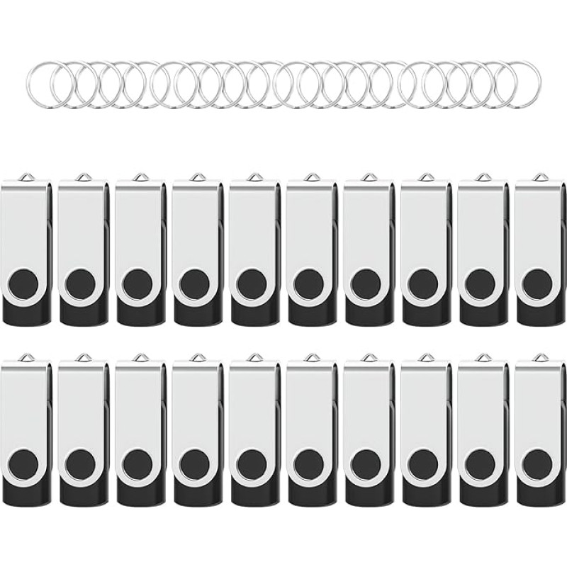 USB atmintinė 8 GB Pakuotė, kurioje yra 20 didelės spartos USB 2.0 atminties lazdelių sukiojamų duomenų saugyklų Metalinės atminties lazdelės 