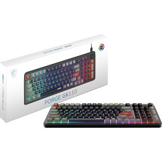 MSI Forge GK110 žaidimų klaviatūra (FR išdėstymas) - membraninis jungiklis, RGB, apšvietimo ir medijos sparčiuosius klavišus, neslystantis pagrindas, reguliuojamas pakreipimas, USB 2.0 - pilno dydžio