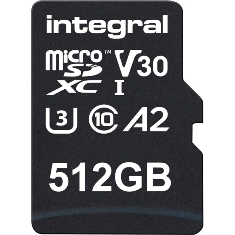 Integral 512GB micro SD card Premium High Speed memory microSDXC Up to 100MB/s V30 UHS-I U3