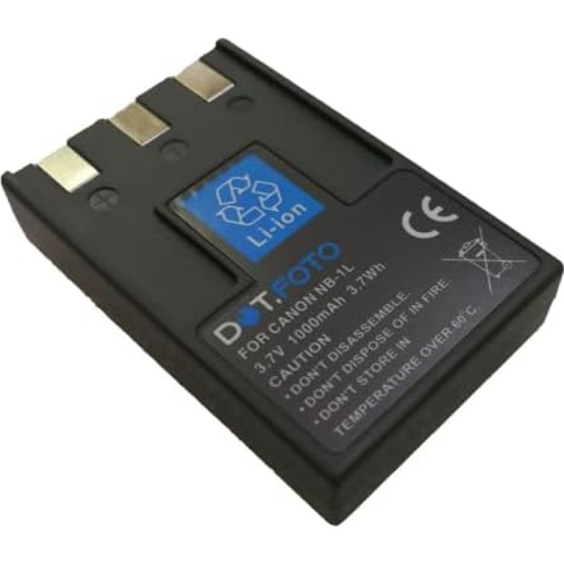 NB-1L, NB-1LH Premium 3,7 V / 1000 mAh akumuliatorius, skirtas 
