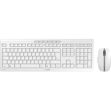 CHERRY Stream Desktop Recharge Wireless Keyboard Mouse Set, Belgian Layout (AZERTY), 2.4GHz Radio, Quiet Keystroke, Rechargeable, White/Grey