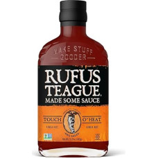 Rufus Teague Touch O' Heat BBQ Sauce 432 g - saldžiai aštrus barbekiu padažas su dūmo prieskoniu - grilio padažas mėsainiams, šonkauliukams ir BBQ - dovana vyrams, BBQ pakuotė, grilio padažas grilio padažų dovanų rinkinyje