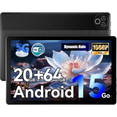 Planšetinis kompiuteris 10 Zoll Android 15 Planšetinis kompiuteris 20GB RAM (4+16) 64GB ROM + 1TB TF, IPS ekranas 800×1280, aštuonių branduolių, dviguba kamera, 5000mAh akumuliatorius, WiFi6+Bluetooth 5.4, Type-C, Schwarz