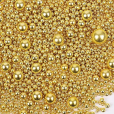 Zuckerperlen Gold 130g - Essbare Goldene Perlen & Zuckerstreusel in Mischgrößen zum Backen & Dekorieren - Ideal für Kekse, Eis, Torten & Desserts - Deko für Hochzeiten, Geburtstage & Partys (Gold)
