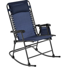 Yaheetech supamasis krėslas, sulankstomas sodo krėslas su nuimama pagalve, sulankstomas lauko krėslas, maksimali apkrova 120 kg, skirtas naudoti lauke, tamsiai mėlynas