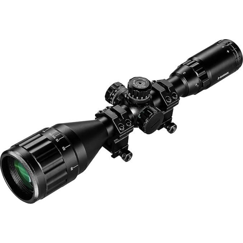ESSLNB Air Rifle Scope 3-9 x 50 AOEG Mil Dot Range Finder with Sunshade 20mm-22mm/0.78-0.86 inches Mounting and Protective Cap for Hunting Airsoft and Crossbow