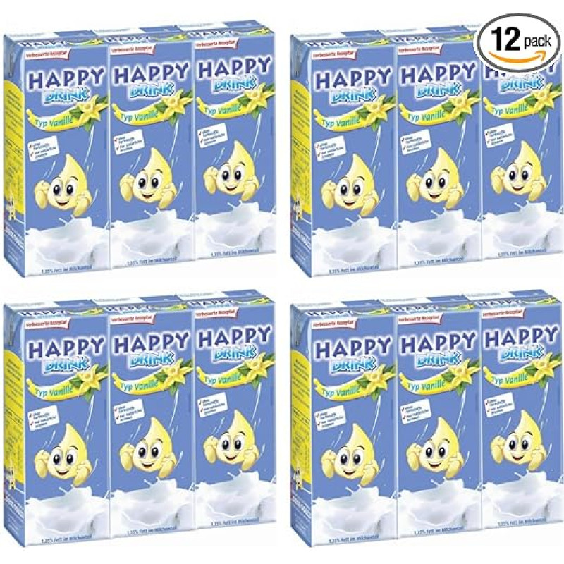 Happy Kiddis Drink Vanilla Milk Vanilla Drink 200 ml x 12 Tin With Pufai Grocery