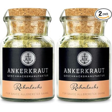 Ankerkraut Rahmlachs Gewürz, 75g im Korkenglas, Pasta mit Lachs-Sahne-Soße Einfach Leicht Selber Zu Hause Kochen, Premium Qualität, Geschenk-Idee (Packung mit 2)