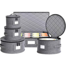 China Storage Container, Storage Box for Tableware, Pack of 6 Moving Boxes with Divider, Tab Window, Stackable, Hard Bowl Storage Box for Wine Glasses for Kitchen Organisation