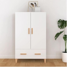Highboard White 70 x 31 x 115 cm Wood Material Living Room Dining Room Cabinet Vintage Buffet Cabinet