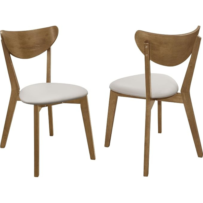„Coaster Home Furnishings“ „Kersey“ valgomojo kėdės su išlenktomis atlošomis, balkšvos ir kaštoninės spalvos (2 vnt. rinkinys)
