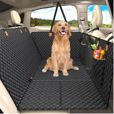 Lekeinchi Dog Blanket Car Rear Seat - Car Dog Blanket Back Seat with Six Sturdy Hardwood Panels and Seat Belts - Waterproof & Scratch-Resistant & Fall Prevention Dog Mat for SUV, Truck, Black | With 6 Hardwood Boards and Seat Belts, Fixed Extension, Prote