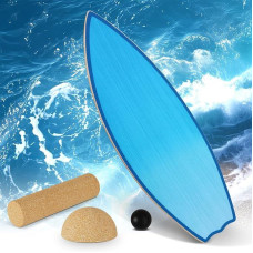 „Vicye Balance Board“ suaugusiųjų ir banglenčių sporto balanso lentos rinkinys – medinė balanso lenta su kamštiniu ritineliu, pusrutuliu ir guminu kamuoliu – balanso treniruoklis, skirtas banglenčių sportui, snieglenčių sportui ir riedlenčių sportui – nes