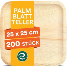 „Eco Soul“ 100 % kompostuojami 25 cm kvadratiniai palmių lapų indai, aukščiausios kokybės palmių lapų stalo reikmenys, tvirti, vienkartiniai, ekologiški, bambuką primenantys indai, 200 vnt. pakuotė | 100 % natūralus bambukas, ypač tvirti, tinkami karštam 