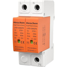 Heschen Surge Protection Device, LYD1-C40/275, 2P 275V 20KA Fireproof Low Voltage Arrester, 35mm DIN Rail Mount