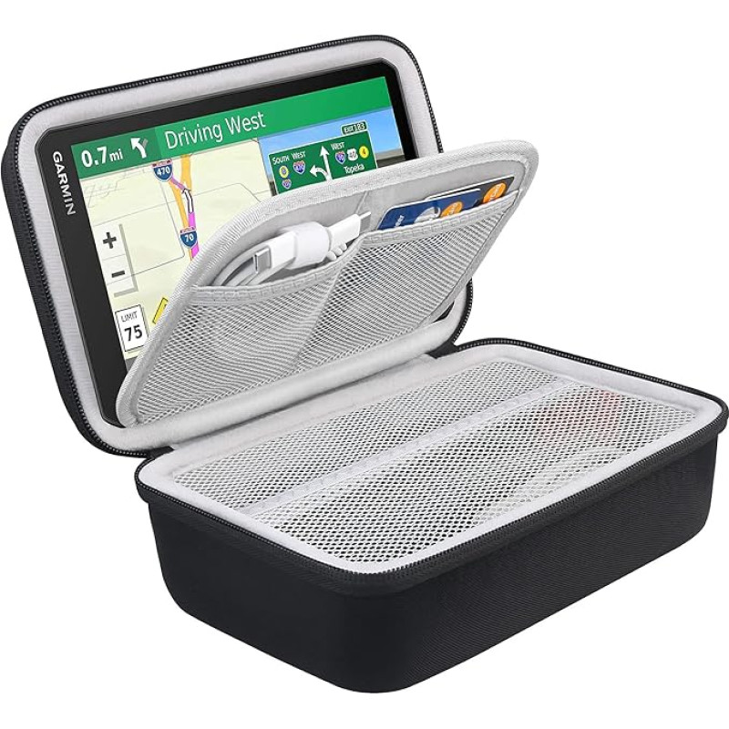BOVKE GPS-Hartschale kompatibel mit 6-7 Zoll Garmin DriveSmart 65/61 LMT-S, Nuvi 2797LMT Drive 61/60 Nuvi 2757LM GPS-Navigationssystem, Extraraum für Autoladegeräte, Reibungshalterungen, Schwarz