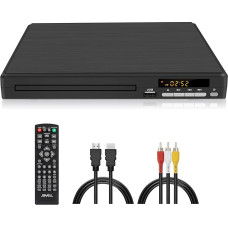 DVD grotuvas be regiono apribojimų, skirtas televizoriui, su 1080P raiškos didinimu – CD ir DVD grotuvas su koaksialiniais, HDMI ir RCA išėjimais, atkūrimo vietos atmintimi, PAL/NTSC, idealiai tinka namams (198, be „Blu-ray“)