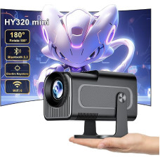 HY320 Mini Projector Full HD Supports 4K Android Outdoor Mobile Phone, Portable Home Cinema Mini Projector WiFi Bluetooth 1080P, 180 Degree Rotation, Portable Projector Ceiling with TV Stick/USB