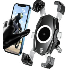 „Kewig“ motociklo vairo strypo telefonų laikiklis, motociklo telefonų laikiklis, „1S One Push“ sistema, automatinis užrakinimas ir atrakinimas, tinka 12–25,4 mm skersmens vairo strypams, skirtas 4,0–6,9 colių išmaniesiems telefonams