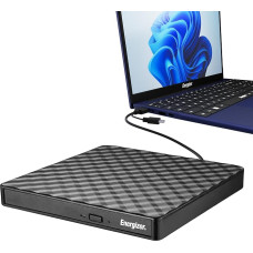 „Energizer“ – išorinis DVD grotuvas ir įrašymo įrenginys su USB 3.0 ir Type-C sąsajomis – didelės spartos 5 Gbps – „Plug & Play“ funkcija, skirta asmeniniams kompiuteriams, „MacBook“ ir „Windows“ – suderinamas su CD-RW, DVD±RW – plonas ir juodos spalvos d