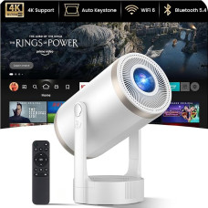 Mini projektorius 4K 1080P Full HD, 200 ANSI projektorius, automatinis fokusavimas ir automatinis nustatymas | 22 000 liumenų, „Wi-Fi 6“ ir „Bluetooth“, 3 montavimo variantai, 180° pasukimas, 30–200 colių, skirtas namų kinui, žaidimams, miegamajam