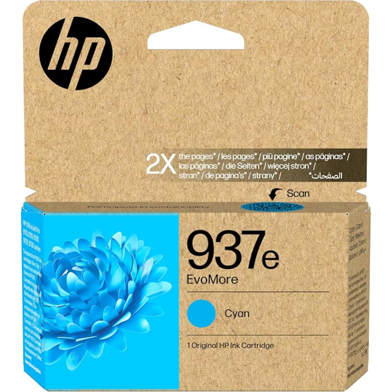 „HP 937e EvoMore“ ciano spalvos originali rašalo kasetė