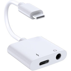 BLKing USB-C į 3,5 mm ausinių lizdo adapteris, „Type-C“ į „AUX“ garso keitiklis, „2-in-1“ įkroviklis, palaiko PD greitąjį įkrovimą „iPhone 17/16/15“ serijos įrenginiams, „iPad Pro“ ir „MacBook Pixel“