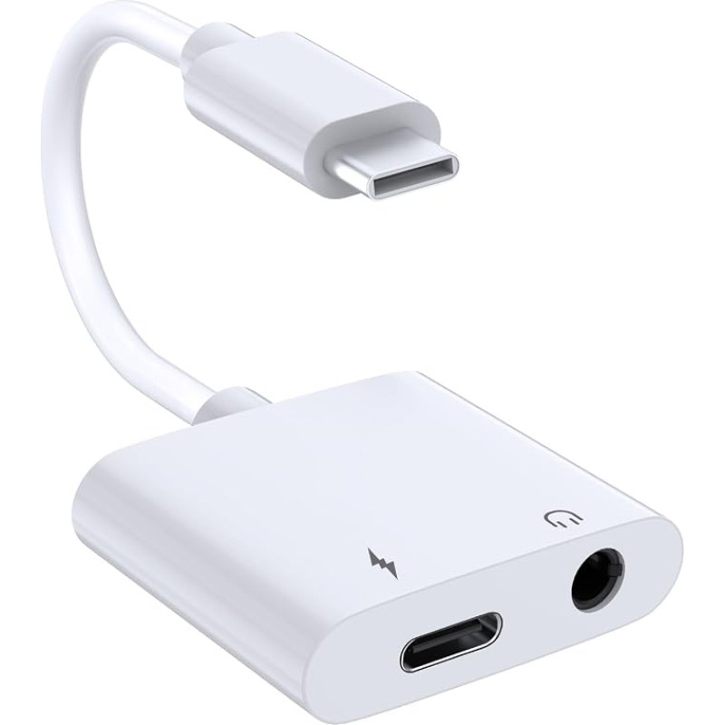 BLKing USB-C į 3,5 mm ausinių lizdo adapteris, „Type-C“ į „AUX“ garso keitiklis, „2-in-1“ įkroviklis, palaiko PD greitąjį įkrovimą „iPhone 17/16/15“ serijos įrenginiams, „iPad Pro“ ir „MacBook Pixel“