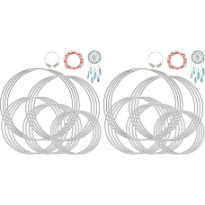 Pack of 20 Metal Rings for Crafts Decoration, 10/12/15/18/20 cm Silver Wire Rings Hanging for Dream Catchers Crafts Wedding Wreath Decoration Wall Hanging Floristry Decoration Christmas Wreath