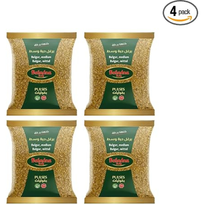 „Baladna“ bulgur, vidutinio dydžio, „Halal“, 900 g, 4 vnt.