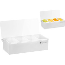 Royal Catering Polipropileniniai barmenų indai gėrimų priedams – 4 vnt. + dėklas