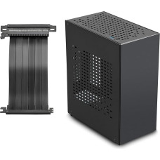 „JOYJOM“ „Mini ITX“ aliuminio korpusas su „PCI Riser“ jungtimi, „Mini PC“ korpusas, SFF (mažo formato) kompiuterio korpusas, „TX“ kompiuterio žaidimų korpusas su GPU palaikymu, juodos spalvos