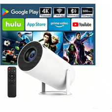 Mini projektorius – nešiojamas 4K projektorius su „Android 11“, 1080p FHD, „Wi-Fi 6“, „Bluetooth 5.0“ ir 130 colių projekcijos ekranu